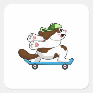 Dog als Skater met Skateboard Vierkante Sticker