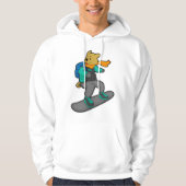 Dog als Snowboarder met Snowboard & Backpack Hoodie (Voorkant)