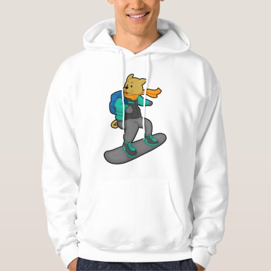 Dog als Snowboarder met Snowboard & Backpack Hoodie (Voorkant)