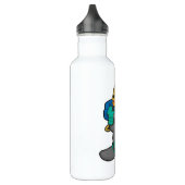 Dog als Snowboarder met Snowboard & Backpack Waterfles (Links)