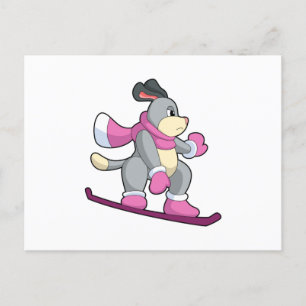 Dog als Snowboarder met Sonowboard Briefkaart