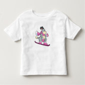 Dog als Snowboarder met Sonowboard Kinder Shirts (Voorkant)