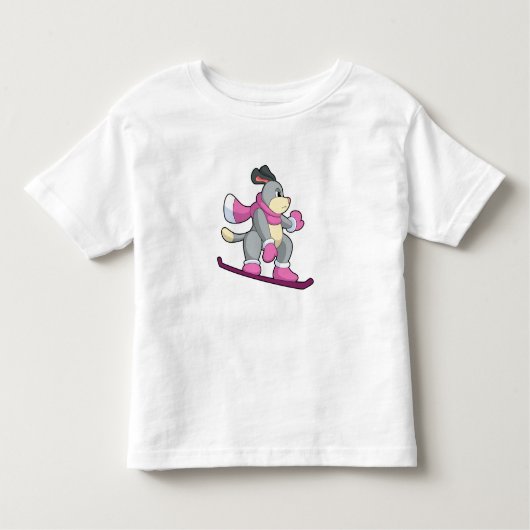 Dog als Snowboarder met Sonowboard Kinder Shirts (Voorkant)