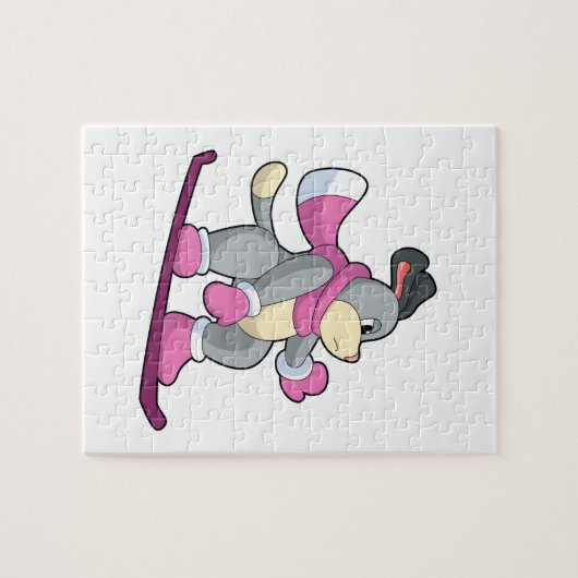 Dog als Snowboarder met Sonowboard Legpuzzel (Horizontaal)
