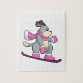 Dog als Snowboarder met Sonowboard Legpuzzel (Verticaal)