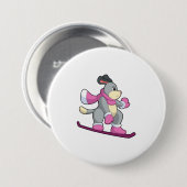 Dog als Snowboarder met Sonowboard Ronde Button 7,6 Cm (Voorkant /achterkant)