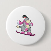 Dog als Snowboarder met Sonowboard Ronde Button 7,6 Cm (Voorkant)