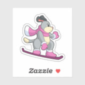 Dog als Snowboarder met Sonowboard Sticker (Vel)
