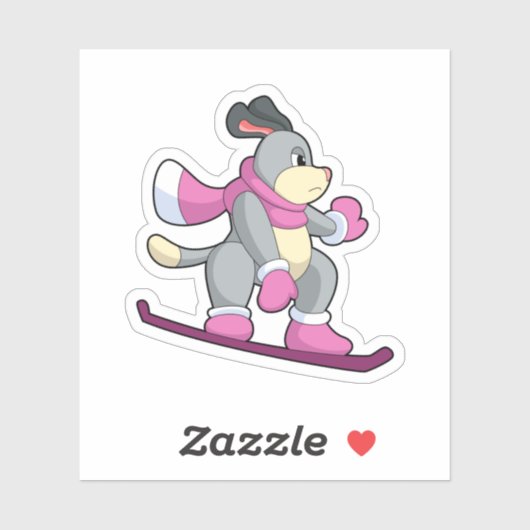 Dog als Snowboarder met Sonowboard Sticker (Vel)