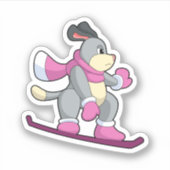 Dog als Snowboarder met Sonowboard Sticker (Voorkant)