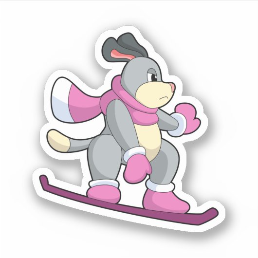 Dog als Snowboarder met Sonowboard Sticker (Voorkant)