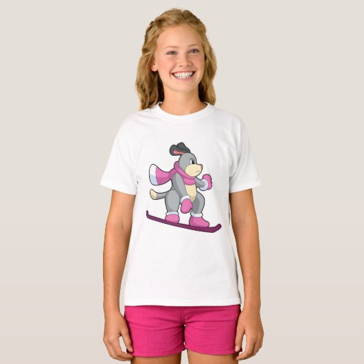 Dog als Snowboarder met Sonowboard T-shirt (Voorkant volledig)