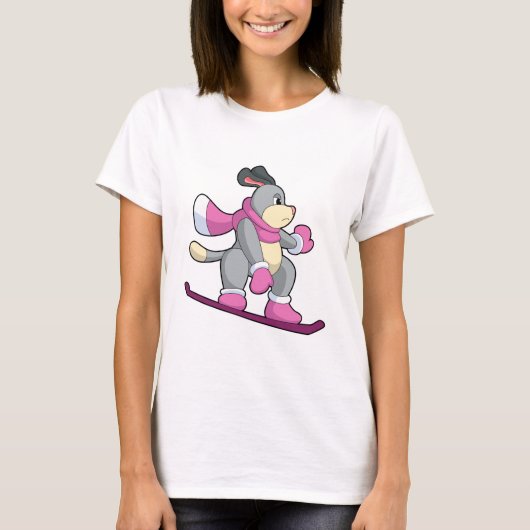 Dog als Snowboarder met Sonowboard T-shirt (Voorkant)