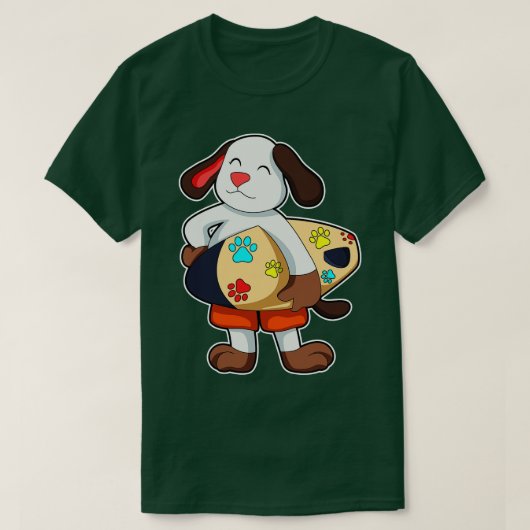Dog als Surfer met Surfboard T-shirt (Design voorkant)