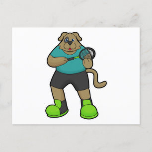 Dog als Tennis-speler met Tennis-racket Briefkaart