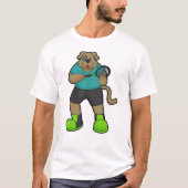 Dog als Tennis-speler met Tennis-racket T-shirt (Voorkant)
