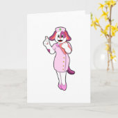 Dog als verpleegster kaart (Gele Bloem)