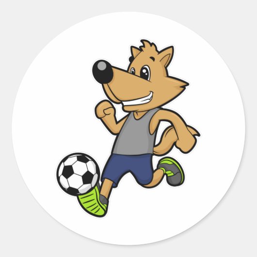 Dog als voetballer bij de Voetbal Ronde Sticker (Voorkant)