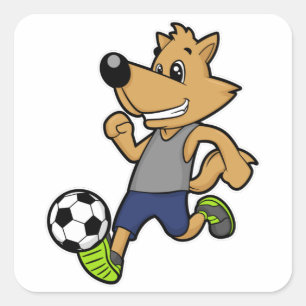 Dog als voetballer bij de Voetbal Vierkante Sticker