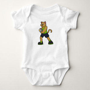 Dog als volleybalspeler met volleybal romper