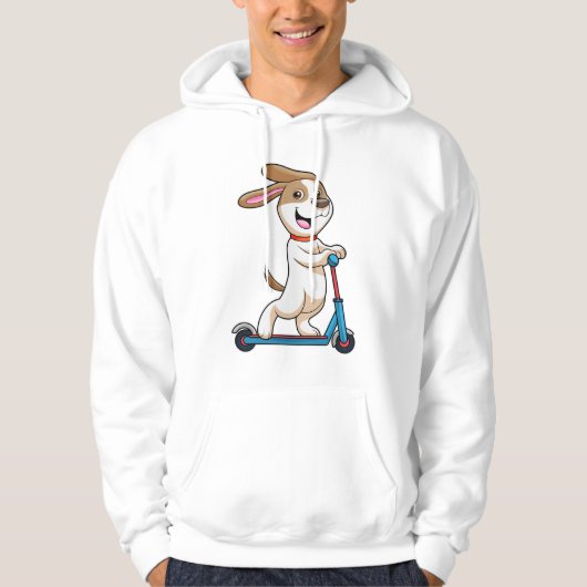 Dog als wandelaar met scooter hoodie (Voorkant)