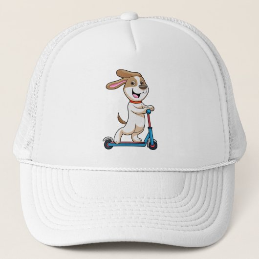 Dog als wandelaar met scooter trucker pet (Voorkant)