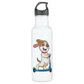 Dog als wandelaar met scooter waterfles  (Voorkant)