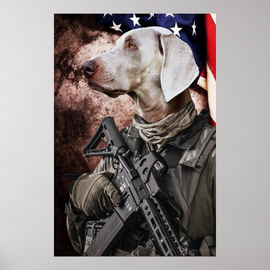 Dog American Flag Poster (Voorkant)