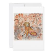 Dog Among Fall Leaves Greeting Card