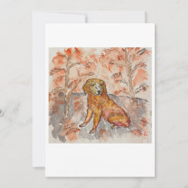 Dog Among Fall Leaves Greeting Card Kaart