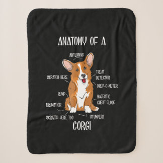 Dog Anatomy, Cute Welsh Corgi Puppy Biology Gift. Sherpa Deken