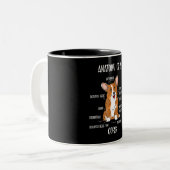 Dog Anatomy, Cute Welsh Corgi Puppy Biology Gift. Tweekleurige Koffiemok (Voorkant links)