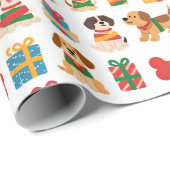 Dog And Bone Colourful Gift Christmas Cadeaupapier (Rol Hoek)