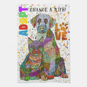 Dog and Cat Adoption and Rescue Kitchen Towel Theedoek