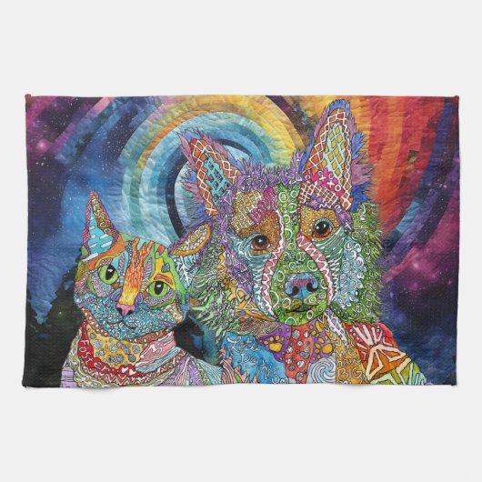 Dog and Cat Adoption and Rescue Kitchen Towel Theedoek (Horizontaal)