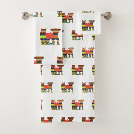 Dog and Cat Best Friends Bath Towel Set Bad Handdoek (Insitu)