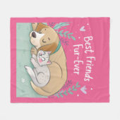 Dog and Cat Best Friends Forever Fleece Deken (Voorkant (Horizontaal))