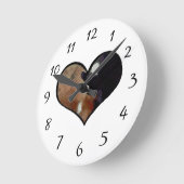 Dog and Cat Embrace in a Heart Shaped Yin Yang Ronde Klok (Hoek)