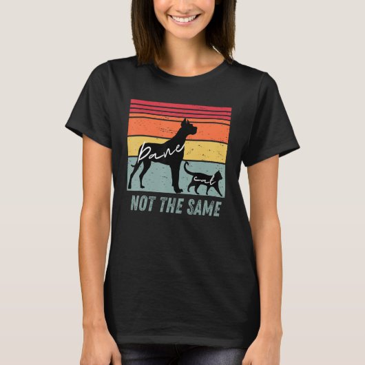 Dog and Cat Great Dane Not The Same Humorous T-shirt (Voorkant)
