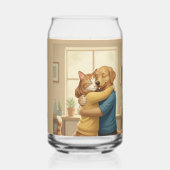 Dog and Cat Hug Printed Can Glass Blikvorm Glas (Achterkant)