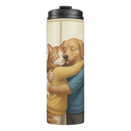 Dog and Cat Hug Thermal Tumbler Thermosbeker