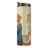 Dog and Cat Hug Thermal Tumbler Thermosbeker (Geroteerd rechts)