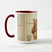 Dog and Cat Hug Wrap-Around Two-Tone Mug Mok (Links)