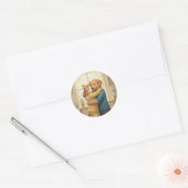Dog and Cat Hugging Classic Round Sticker (Envelop)