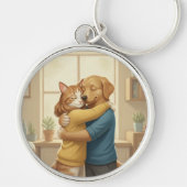 Dog and Cat Hugging Keychain (Voorkant)