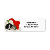 Dog and Cat Kerstmis Pet Custom Holiday Animals Etiket (Voorkant)
