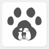 Dog and Cat Paw Love Design Sticker (Voorkant)