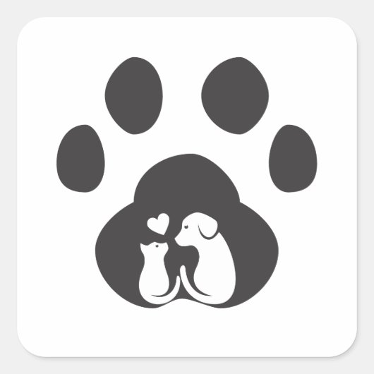 Dog and Cat Paw Love Design Sticker (Voorkant)