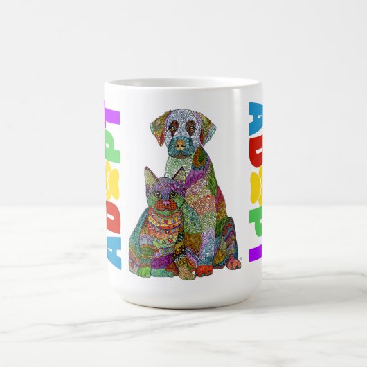 Dog and Cat Pet Adoption Awareness Mug Koffiemok (Center)