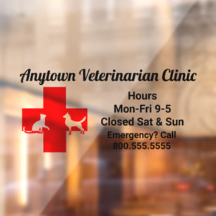 Dog and Cat Red Cross VeterinarianWindow Cling Raamsticker
